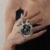 Vintage Rose Ring 3D Oversized Ring Elegant Double-Finger Ring  for Women