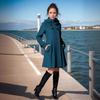 Abrigo de Otoño e Invierno para Mujer Largo Medio con Capucha Doble Botonadura Capa Abrigo Trench para Señora