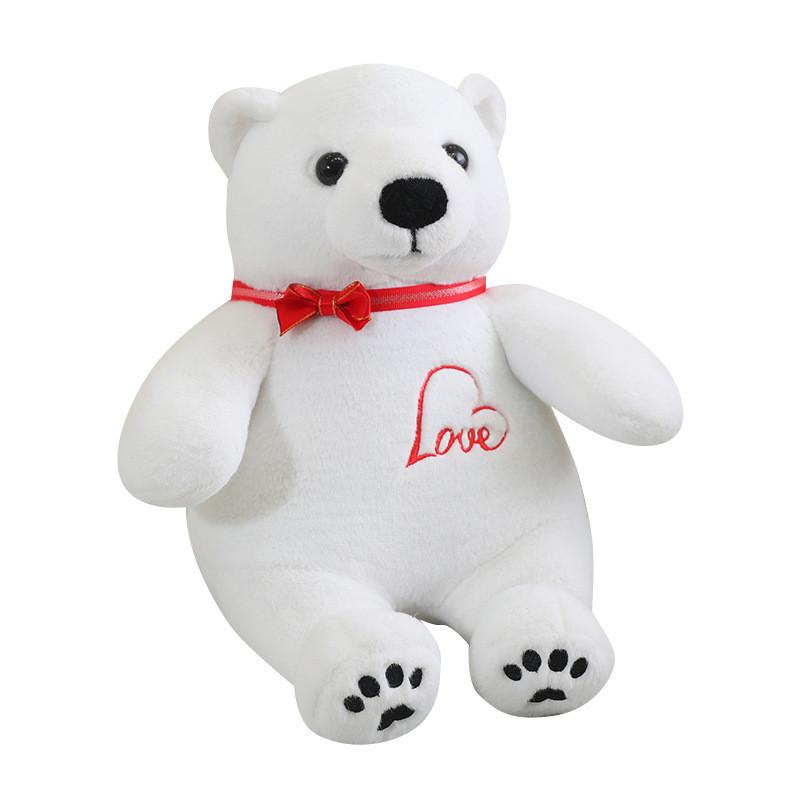 Bear White Bowtie Plush Toy Cartoon Animal Stuffed Doll Decoration Gift Kids