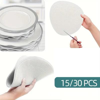 15/30Pcs Pot Pan Felt Protectors Divider Pads 3 Sizes Felt Plate Heat Resistant Prevent Scratching Mat Cookware Kitchen Tools