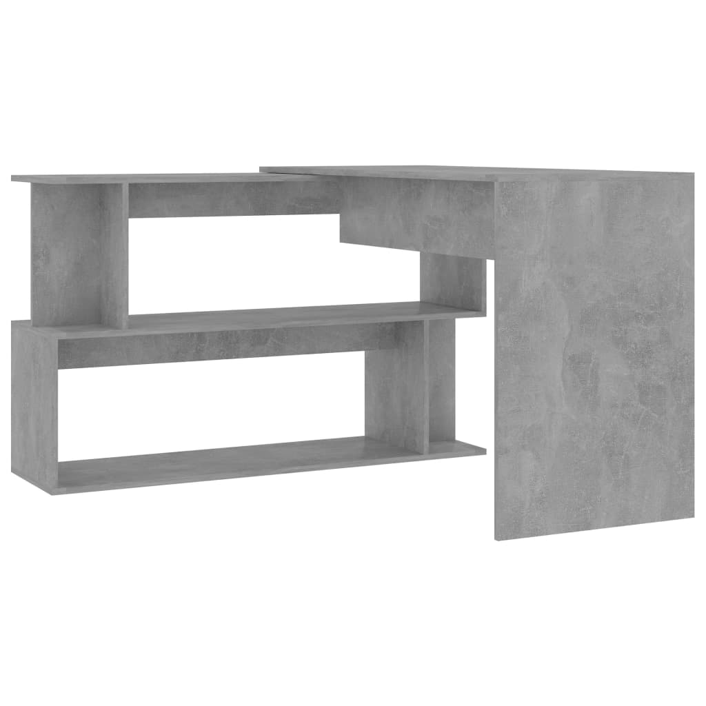 Corner Desk Concrete Grey 200x50x76 cm Wood Based Panel