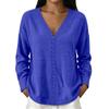 Women's Fashion Color Lace V-Neck Long Sleeve Loose Fit Blouse