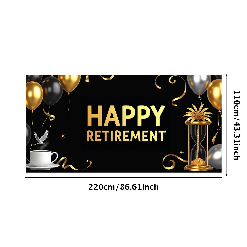 Happy Retirement Banner Gold Silver Balloon Retirement Party Decoration Backdrop Celebration Event Background Props Customized
