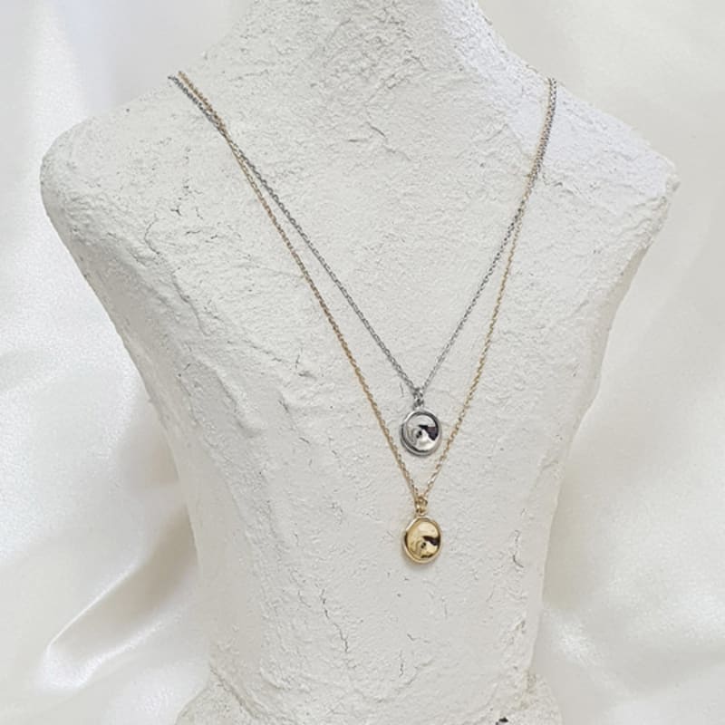 BESTY Lina Set - [925 Silver] Concave Circle Necklace