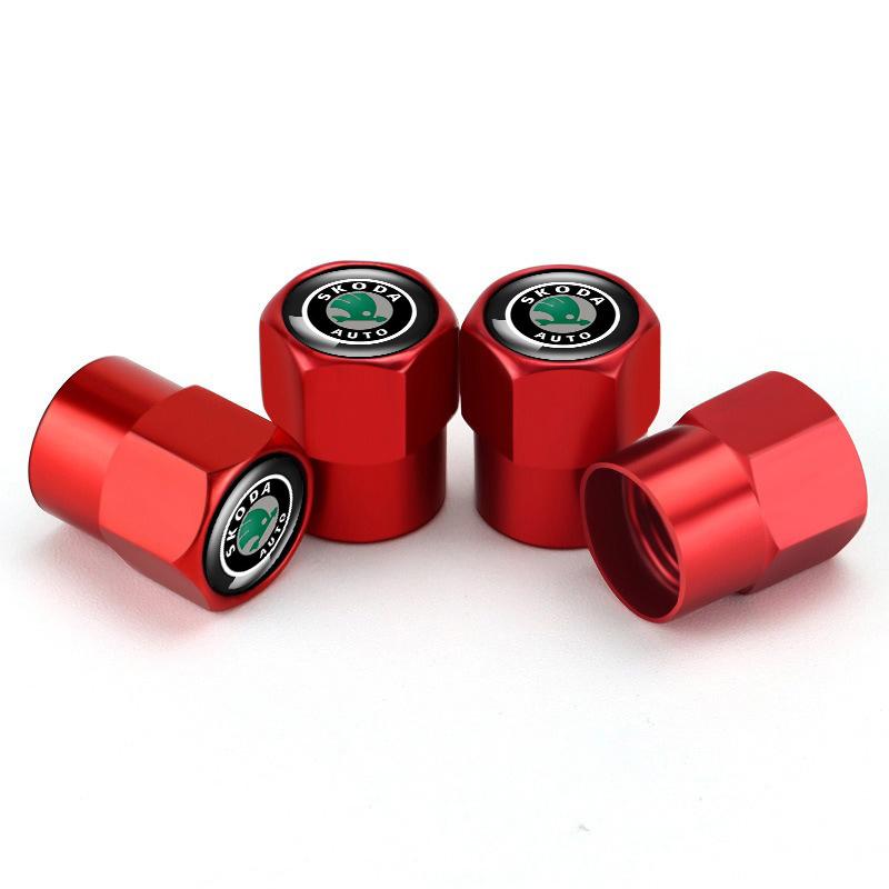 JKFB8 New Sports Aluminum Wheels Tire Valve Caps For Skoda Kylaq Elroq Octavia Enyaq Kamiq Scala Rapid Superb Karoq Fabia Accessories