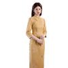 1011 autumn new cheongsam yellow embroidered butterfly long cheongsam retro slim side buckle stand-up collar cheongsam of the Republic of China