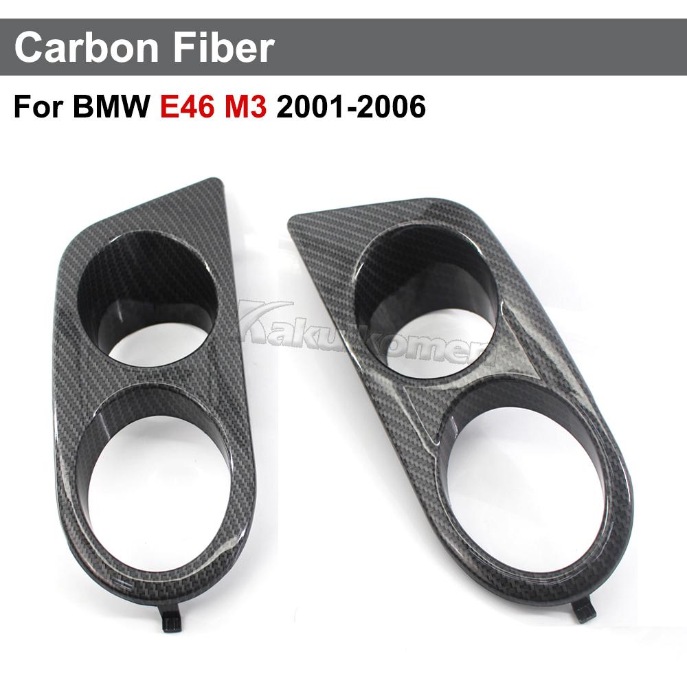 Carbon Fiber Fog Light Cover for BMW E46 M3 2001-2006 Glossy Black Fog Lights Grill Frame Surrounds Air Duct Fog Lamp Hood