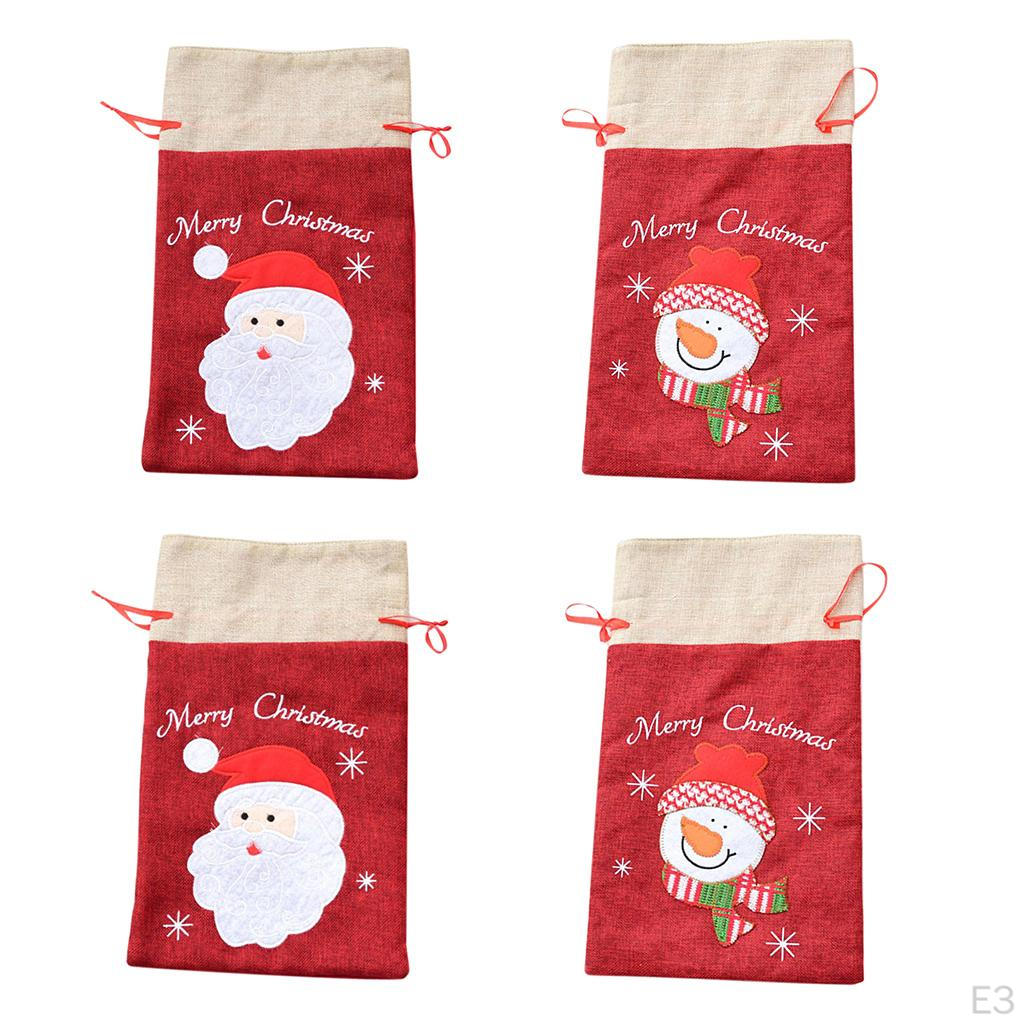 Big /Small Red Cloth Santa /Snowman Christmas Drawstring