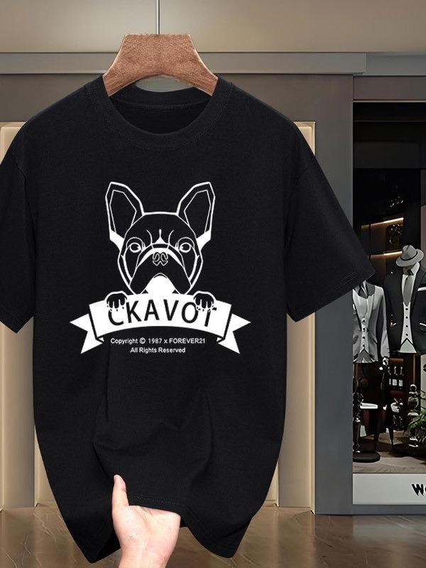 

2025 New Summer Pure Cotton Puppy Printing Crew Neck Short-sleeved T-shirt Men s Street Versatile Simple Soft Large Size Top 4XL