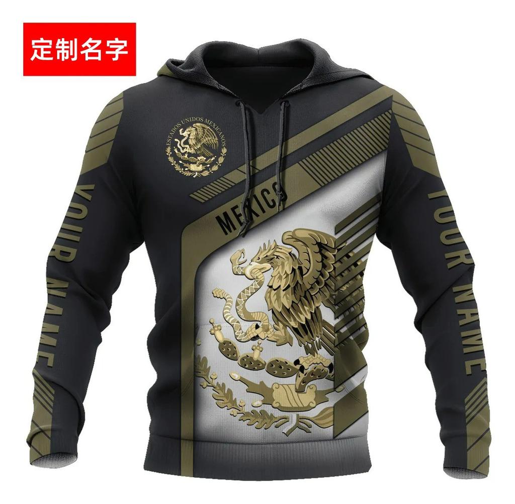 2025 Europe, America, Europe and America men's sweater Mexico logo boys sweater 3D printing autumn and winter hooded sweater