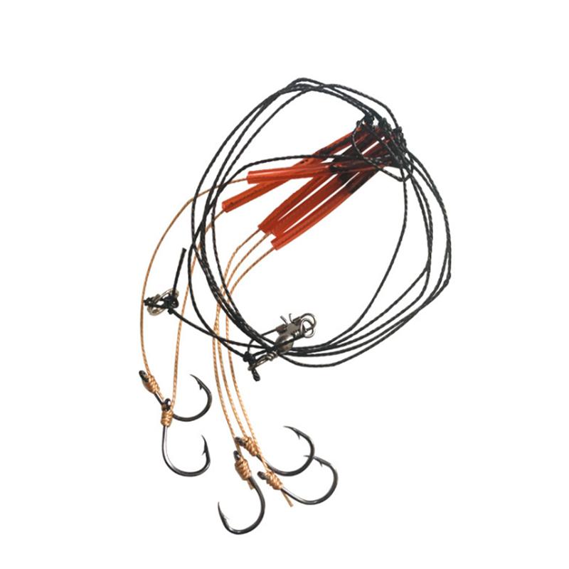 1 Bag String Fishing Hooks with 5 Small High Carbon Steel Single Hooks 3#-13# Steel Rigs Swivel Fishhooks Lure Baits Tackle