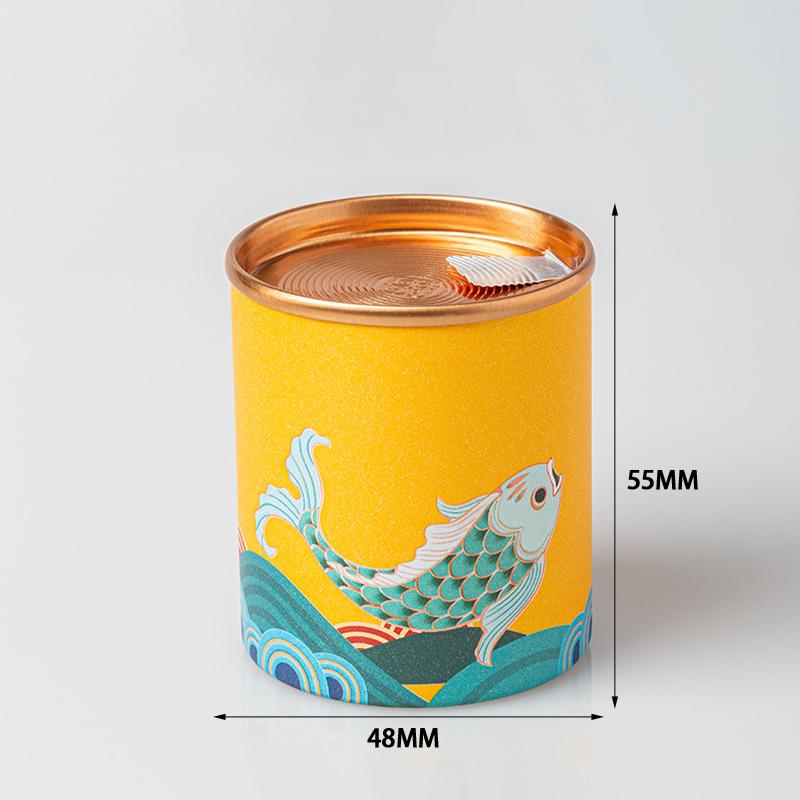 Retro Koi Fish Mini Empty Tea Tin Can Household Tea Sealed Jar Portable Travel Small Tea Box Paper Storage Can