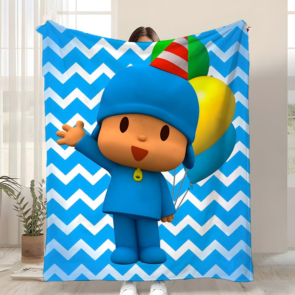 

B-Boy-Girl-Pocoyo Throw Kid-Friendly Flannel Throw Blanket Soft Warm Anti-Static Washable All Season 75x90cm