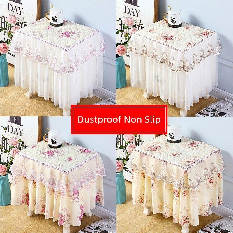 Thickened Bedside Table Cover Cloth Non Slip Dustproof Bedroom Nightstand Cover European Dust Cover Fabric Lace Set Cover