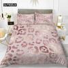 Juego de funda nórdica con estampado de leopardo, juego de cama con estampado de guepardo elegante y femenino rosa para niño y adolescente, funda de edredón con tema de animales salvajes de poliéster, juego de tres piezas