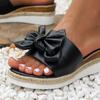2024 Sommer Neue modische Hausschuhe mit Schleife und dicker Sohle, Hanfseil und Kiefernkuchenboden, große Strandhausschuhe