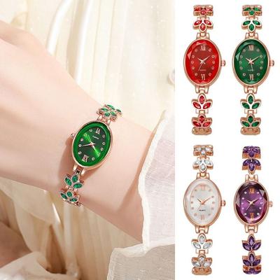 Strass-Quarz-Damenuhr Armband-Stil Armbanduhr 3-Blatt-Klee Analoguhr Geschenk für Frauen