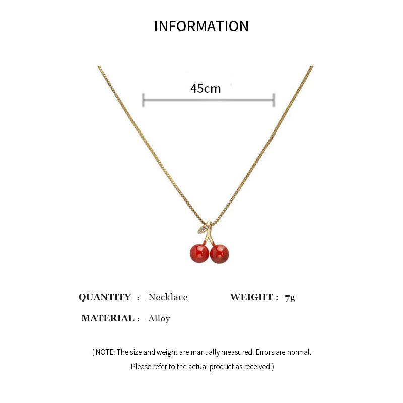 Red Cherry Pendant Necklace Stud Earrings Set Women's Fashion Fruit Necklace Earrings Jewery Set For Party Wedding Girls Gifts