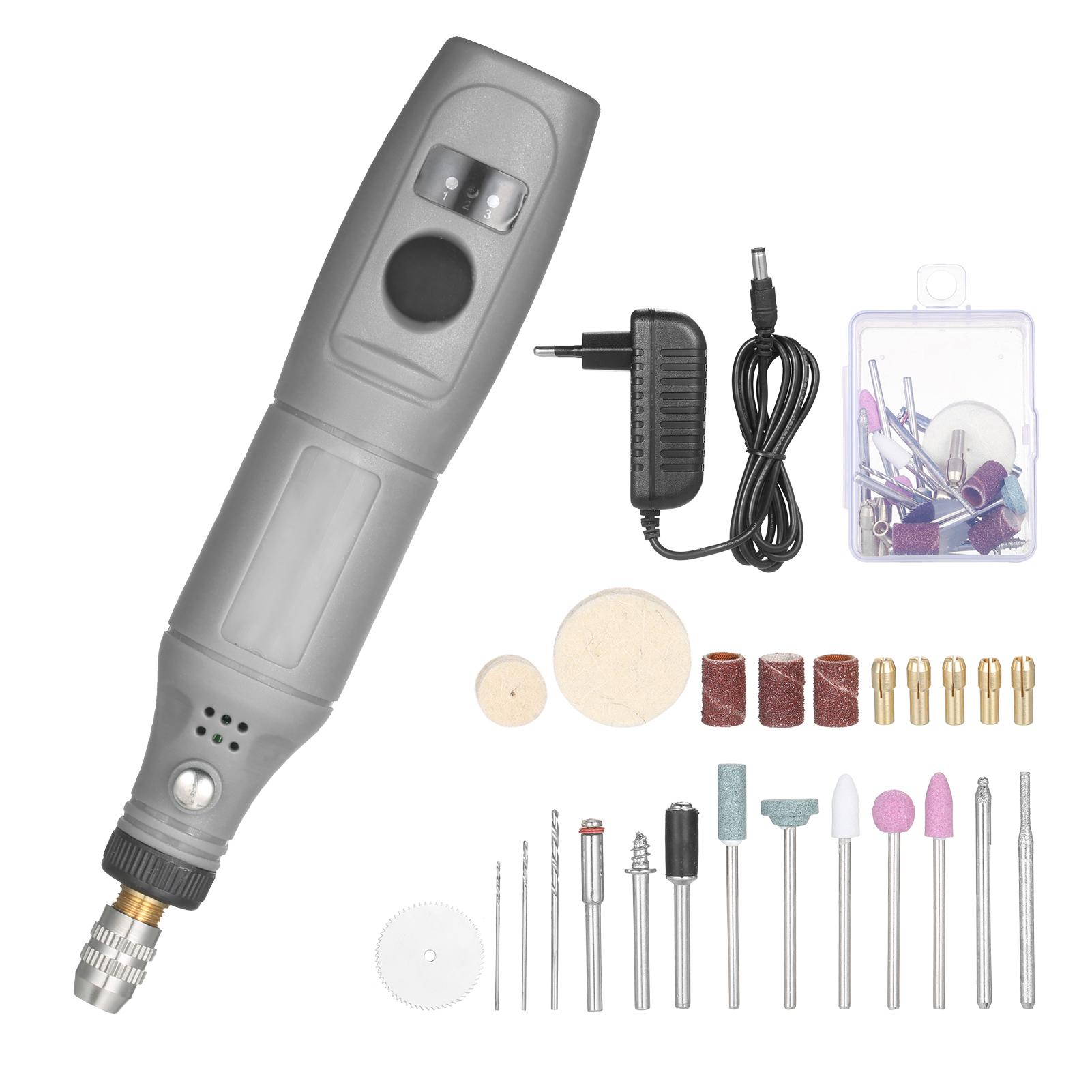 

Беспроводной роторный набор инструментов, 15000 об/мин, переменная скорость, USB аккумуляторная электрическая шлифовальная машина для резки EU Plug серый