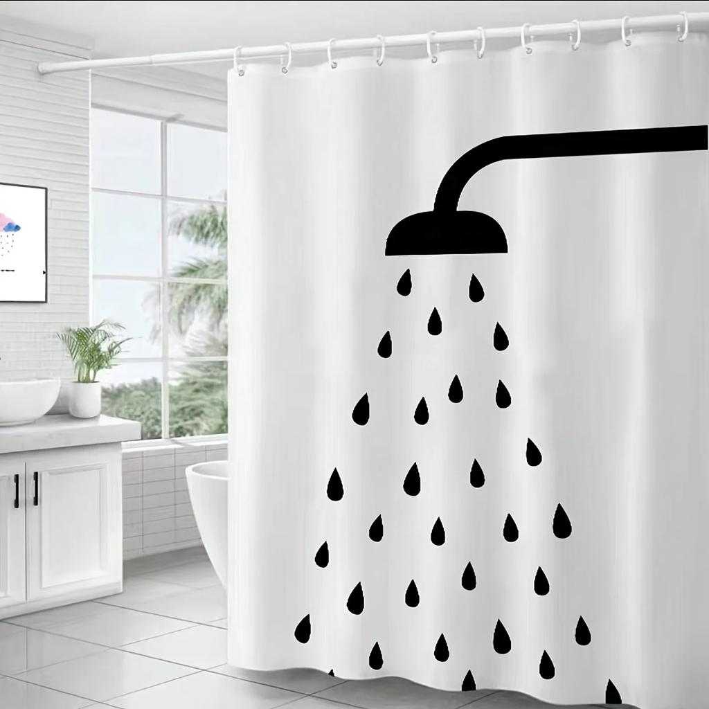 Stylish Black and White Polka Dot Waterproof Shower Curtain – Perfect for Adding a Modern and Playful Touch To Your Bathroom