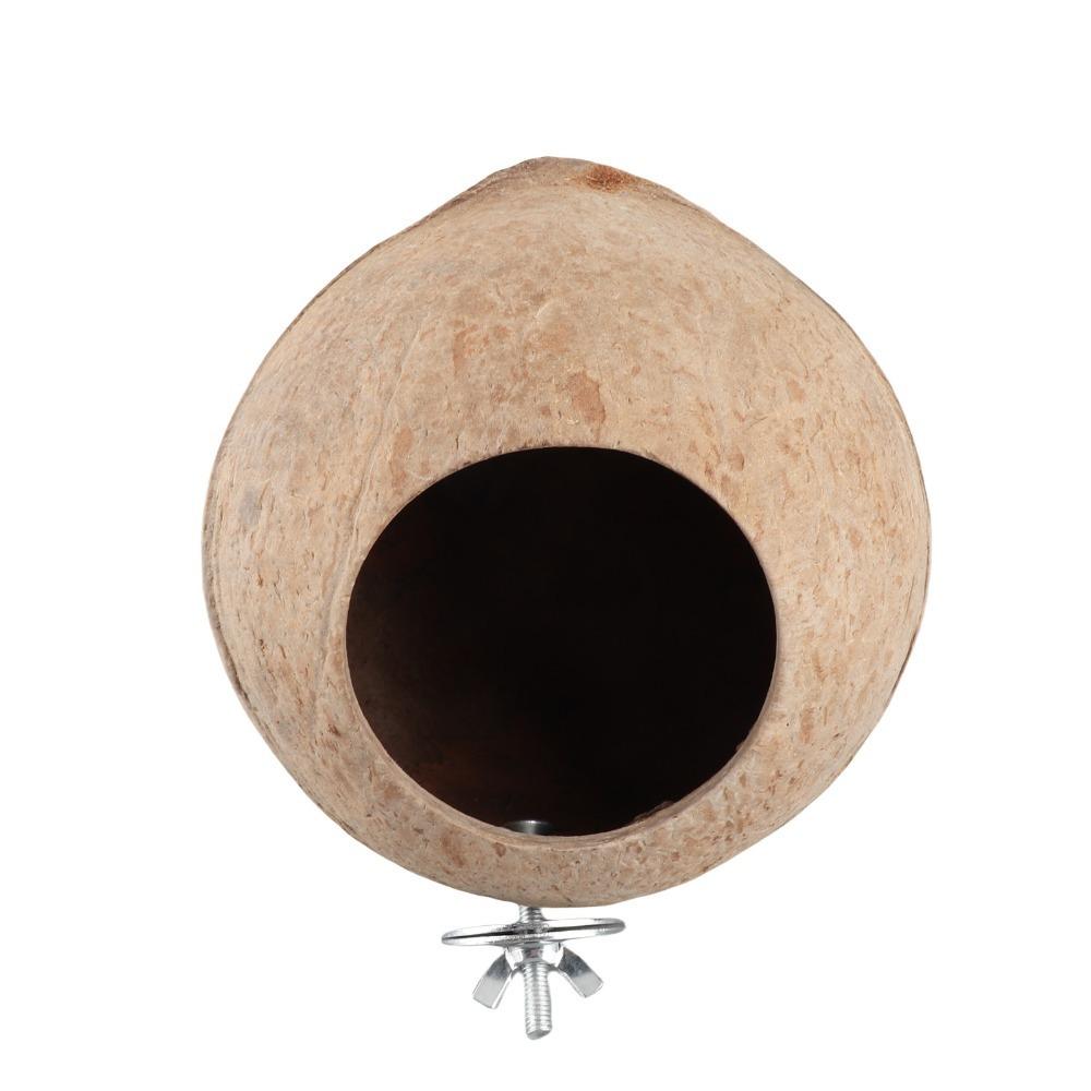 Coconut Shell Pet Birdhouses Round Entrance 6cm Sanded Finish Small Animal House Smooth Surface Enclosed Design Hamster House
