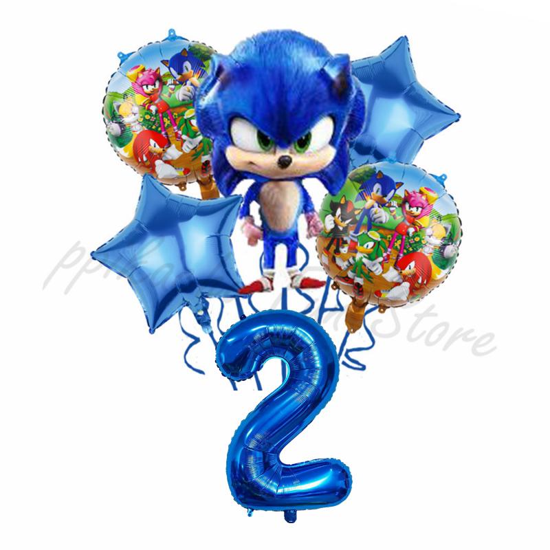 6Pcs Cartoon Hedgehog Balloons Sonic Theme Birthday Party Decoration Balloons For Boys Children Baby Bath Toys