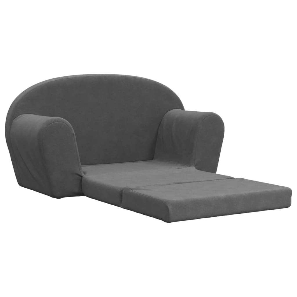Kids Sleeper Sofa 2 Seater Anthracite Soft Plush