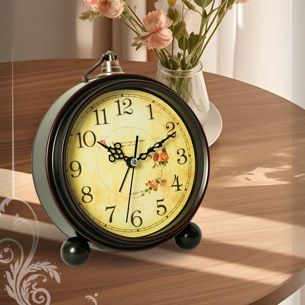 Super Silent Battery Alarm Clock Retro Vintage Desk Clock Mechanical Clock  Housewarming Gift