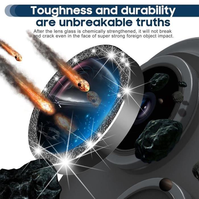 Tempered Glass Camera Protector for iPhone 15 and iPhone 15 Plus - 9H Rigid Glossy Black Contour