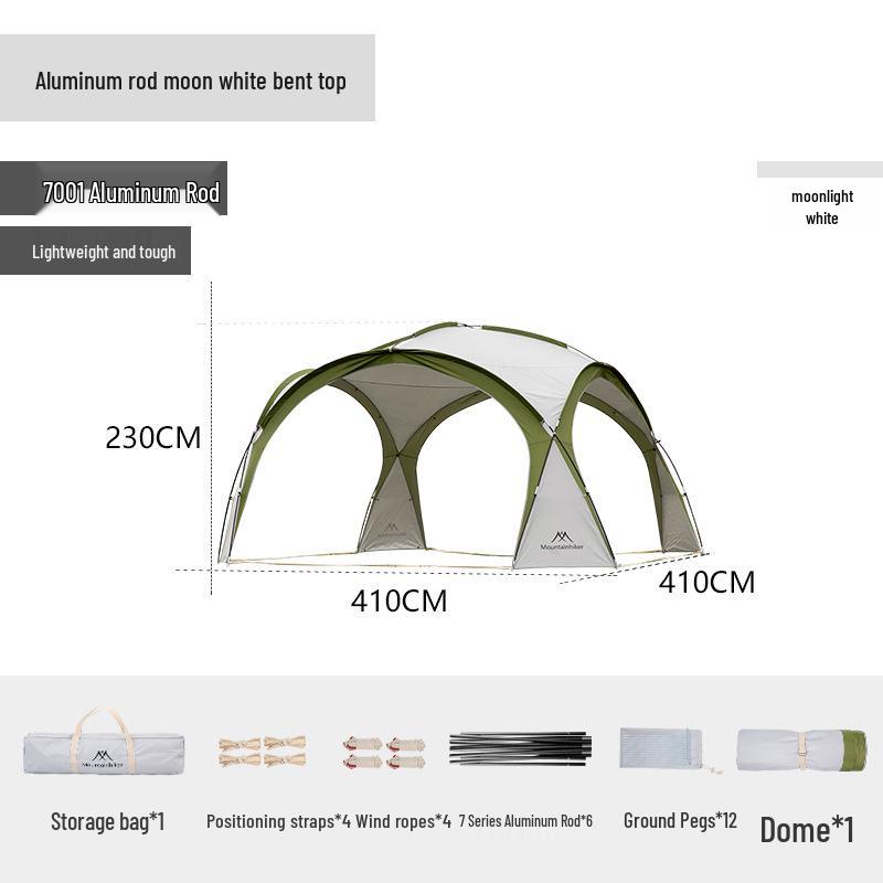 Namiot Kopułowy Górski: Duży namiot kempingowy zewnętrzny z osłoną przeciwsłoneczną i moskitierą na wycieczki samochodowe