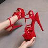 Patent Leather Sexy High Heel Waterproof Rubber Sole Platform Hating Heaven Drag Shoes Women's Summer Stilettos Sandals