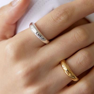 (Silber 925) Auffälliger Ring mit Sternmuster CR1825