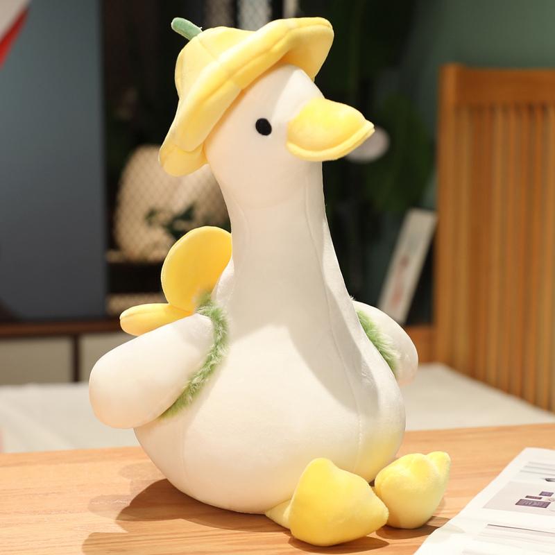 35/40/55cm Cartoon Flower Duck Plush Toys Sleep Pillow Cute Animal Stuffed Swan Goose Dolls Floor Mat Kids Girls Birthday Gift