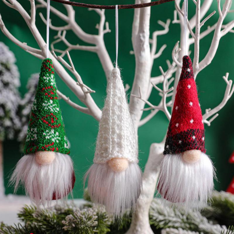 3Pcs/lot Christmas Gnome Elf Doll Pendant Merry Christmas Decorations For Home Xmas Tree Ornament New Year