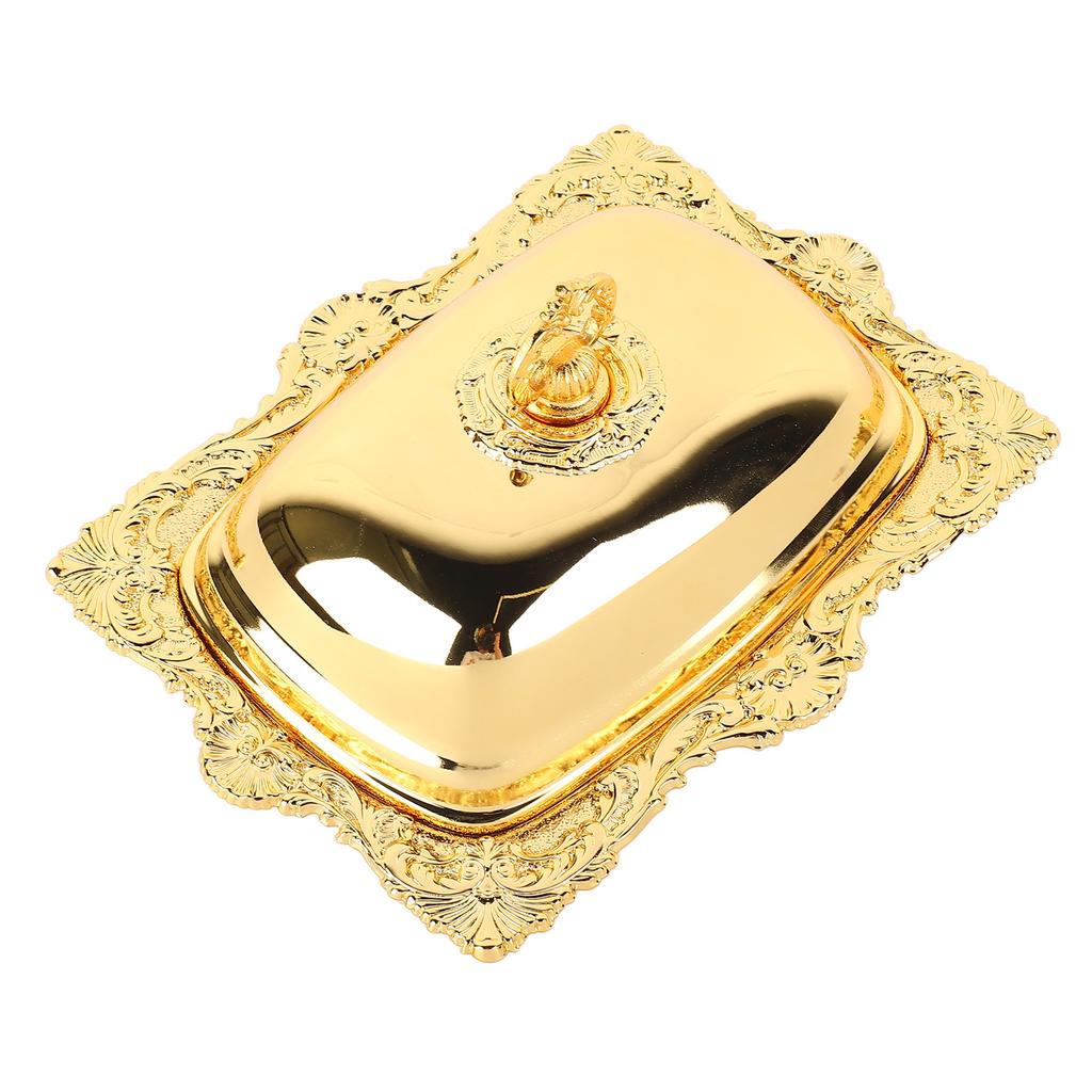 Metal Butter Plate European Vintage Butter Dish Rectangle Multifunctional Butter Container for