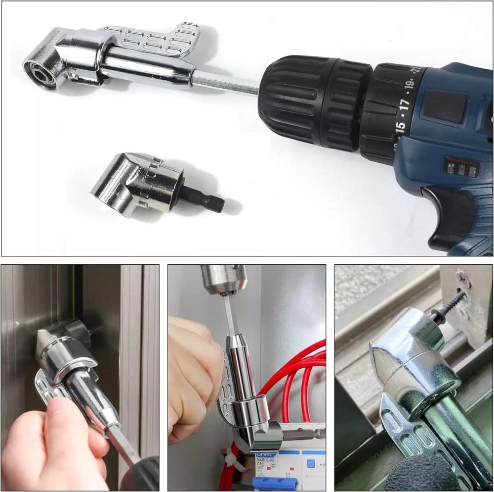 2Pcs 90 Degree Angle Drill Adapter, 105 ° 1/4 Right Angle Drill Accessory Multifunctional Accessory Commonly Used Tool Supplies