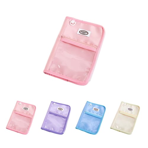 TAKEY Card File, Cute Trading Card Case with Clear Window, Perfect for Korean Idol Cards, Photos, and More, Perfect As a Gift with Accessories (Pink [