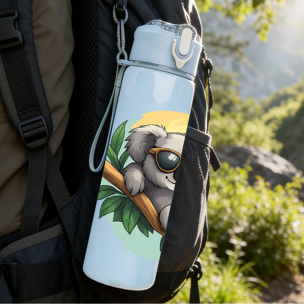 1PC Sunglasses Koala Branch 750ml Color Plastic Sports Water Bottle Leakproof Flip Straw Lid Suitable for Sports Office Home Use