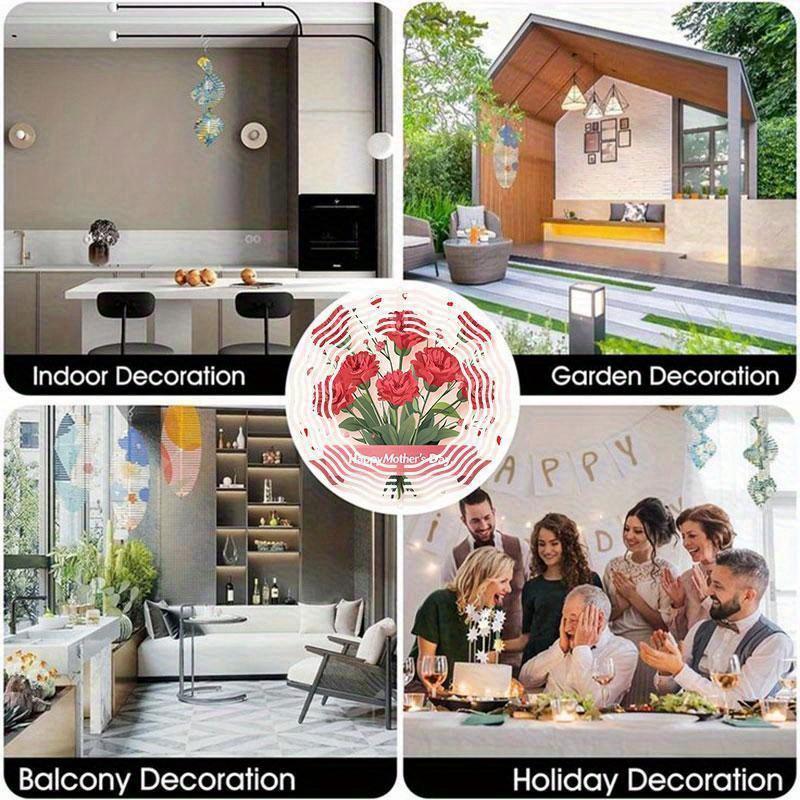 Balkon Bahçe Dekoru için 360 Derece Kancalı 10 İnç Asılı Rüzgar Gülü İlkbahar Yaz Dış Mekan Süsü