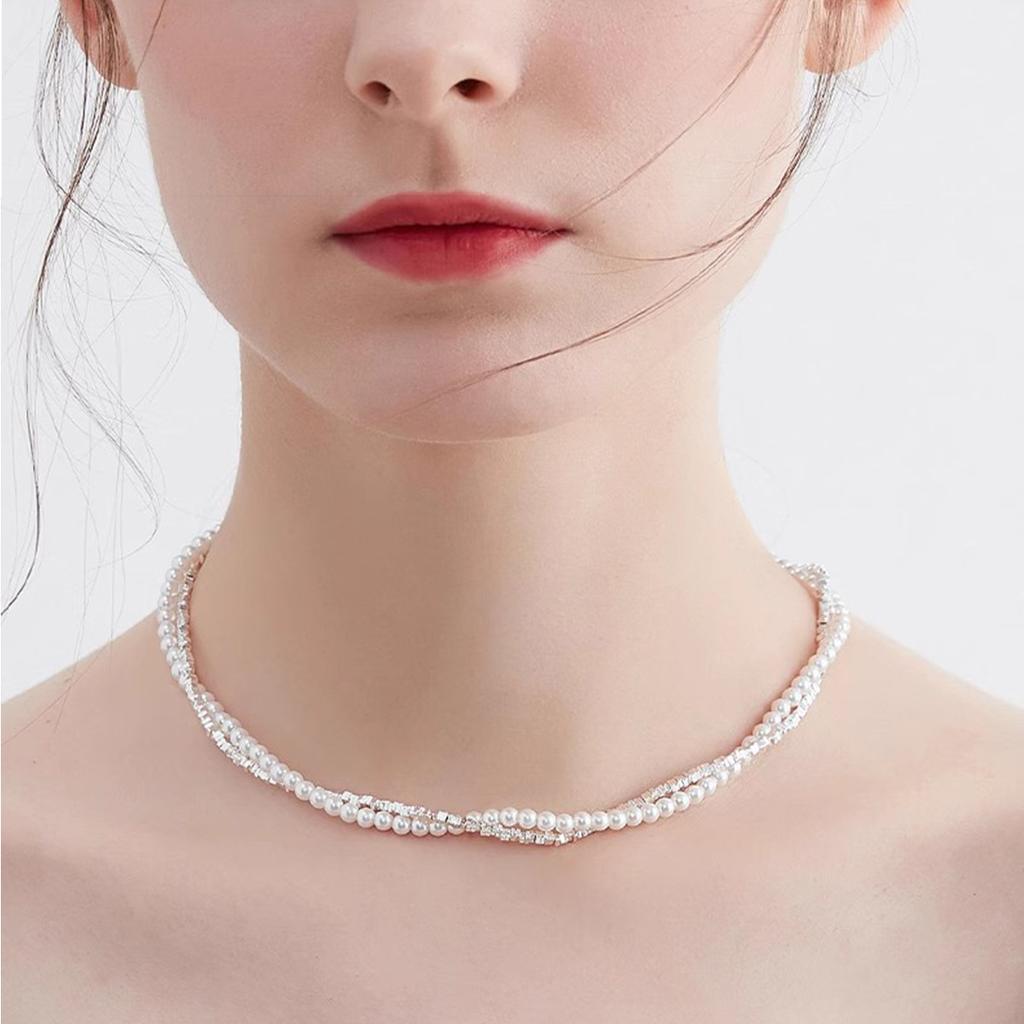 Shijiabei Bead Broken Silver Necklace New Popular Plain Chain Delicate Neck Chain Collarbone Chain