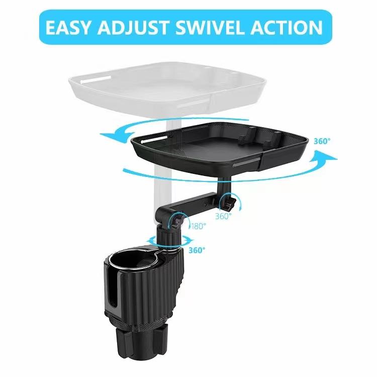 360 Rotating Adjustable Car Drink Cup Holder with Tray Multifunctional Storage Car Cup Mount Holder Expander for Car
