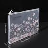 4pcs A4 Zipper File Bag Transparent Pink Cherry Blossom Pattern Office Home Travel Document Lightweight Storage and Organization