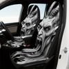 2pcs Gothic Devil Woman Wolf Car Seat Covers - Soft Foldable Front Seat Protectors With Dark Art Design, Polyester Blend, Fit Fo