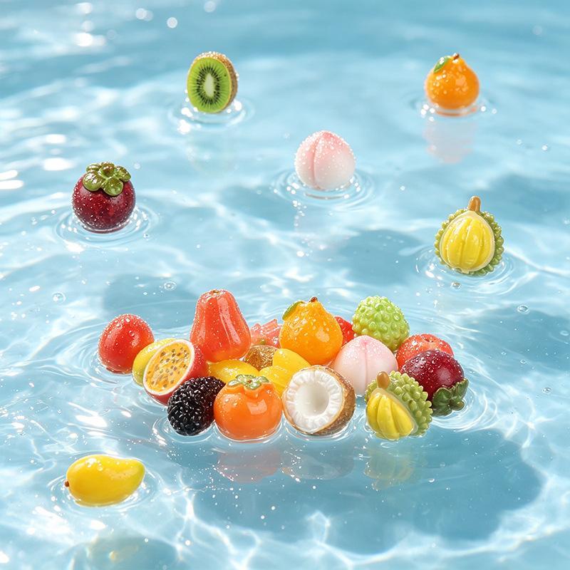 Resin Mini Fake Fruit Pendants 5Pcs Realistic Simulation Ornaments for DIY Greeting Card Decor Craft Making Supplies