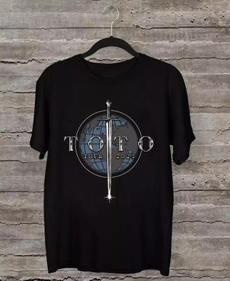 חולצת T-Shirt כותנה שחורה TOTO Band 2025 שרוול קצר, כל המידות.webp יוניסקס