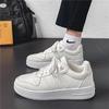 Men's Autumn Leather Breathable Casual Sneakers - Trendy All-Match White Shoes for Teenagers and Students