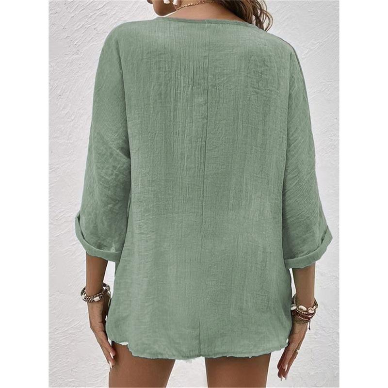 Summer V-neck Pullover Short-sleeved Loose Women's Shirt Casual Women's Blouse