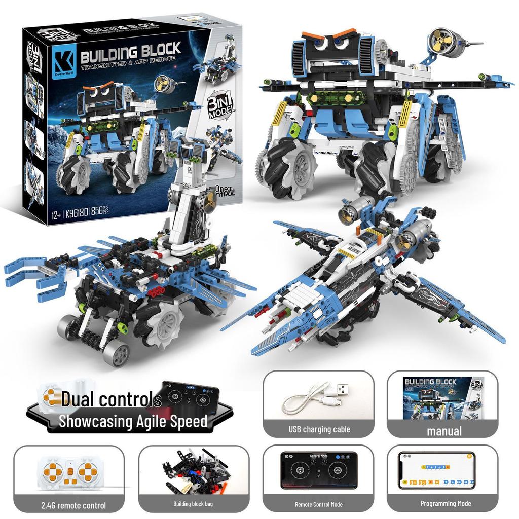 2024 5-in-1 Variable Dinosaur Mecha Building Kit: Mechanical Tyrannosaurus Rex Educational Toy
