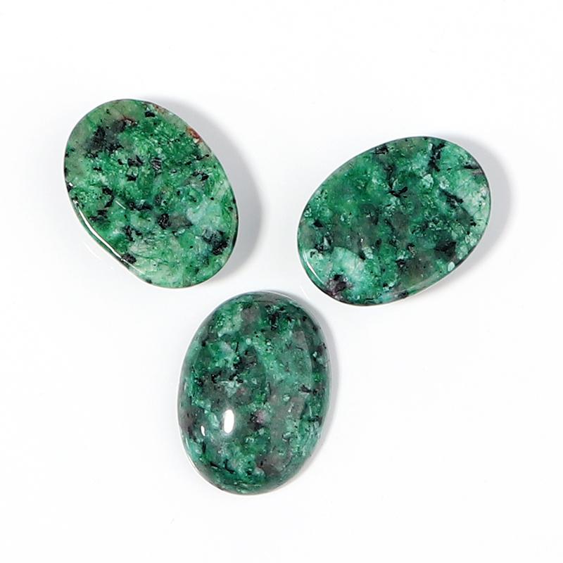 2Pcs Oval Agate Cabochon 18x25mm Natural Green Stone Spacers Pendant Ring Charm Flat Diy Jewelry Finding Materials