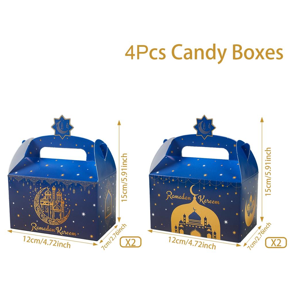 4Pcs Eid Mubarak Candy Gift Box Eid Black White Packaging Box Ramadan Decoration 2025 Islam Muslims Festive Party Supplies